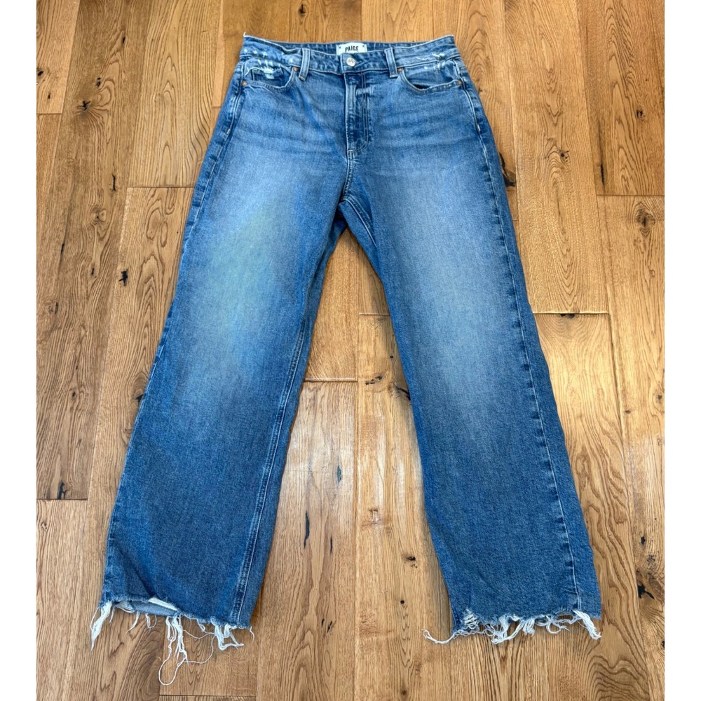 PAIGE Wide Leg Flare Jeans in Medium Blue Wash